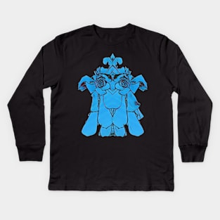 Top-knot dog in blue Kids Long Sleeve T-Shirt